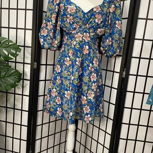 Boohoo Blue Floral Mini Dress